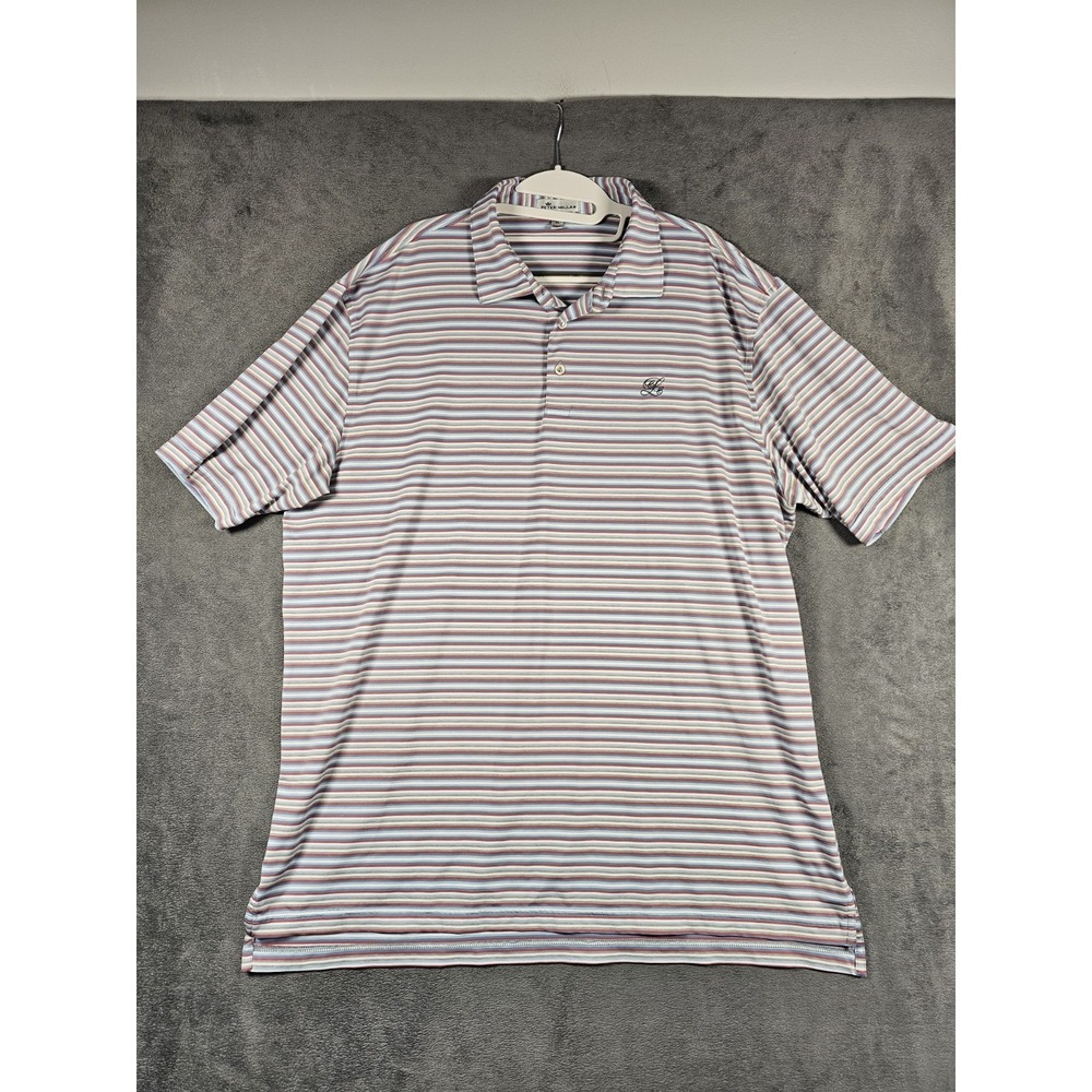 Peter‎ Millar Crown Sport Polo Mens XL Blue Red Stripe Performance Golf Shirt - Picture 7 of 10